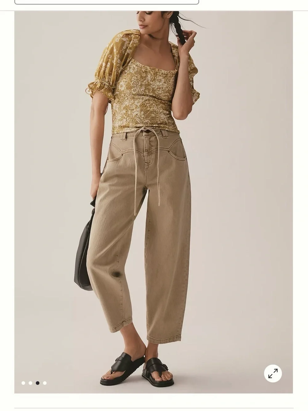 Anthropologie seersucker Smocked puff sleeve Crop Top NWT Sz XS